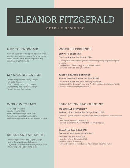 See more ideas about resume, resume design, resume examples. Green and Pink Graphic Designer Corporate Resume | Graphic ...