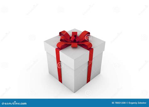 White T Box With Red Ribbon Bow Stock Illustration Illustration Of