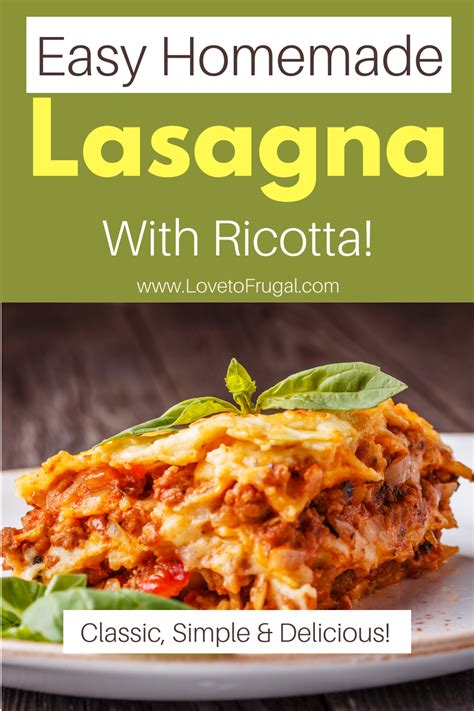 Easy Homemade Lasagna With Ricotta Cheese Recipe In 2021 Homemade