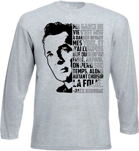 Teesquare1st Mens Jack Kerouac J Ai Compris Grey Long Sleeved T Shirt
