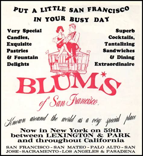 1968 Blums Of San Francisco Restaurant Now In New York Retro Art Print