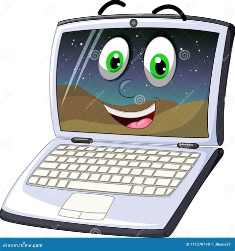 Laughing New Modern Laptop Pc Cartoon Stock Illustration Illustration