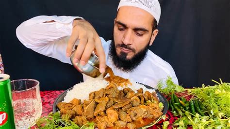 Asmr Eating Spicy Mutton Boti Curry With Basmati Rice Eating Show