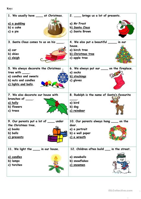 The cards can be cut out if desired and be used as c. Christmas Vocabulary Quiz worksheet - Free ESL printable ...