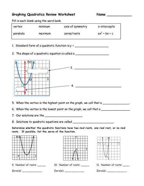 Https://tommynaija.com/worksheet/graphing Quadratic Review Worksheet