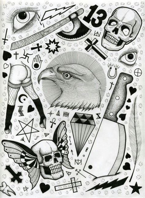 Black And White Flash Old School Ink Old School Tattoo Tattoo Flash Sheet Tattoo Flash Art