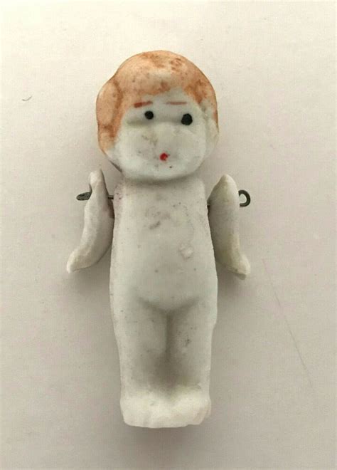 Miniature Porcelain Bisque Doll 175 Antique Wire Jointed Arms No Maker Marks Unbranded