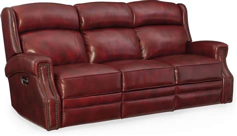 Hooker Carlisle Red Leather Power Reclining Sofa With Power Headrest