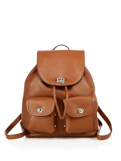 Coach Leather Turnlock Backpack In Brown Lyst