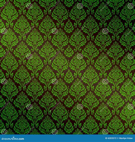 Green Seamless Damask Stock Illustration Illustration Of Elements