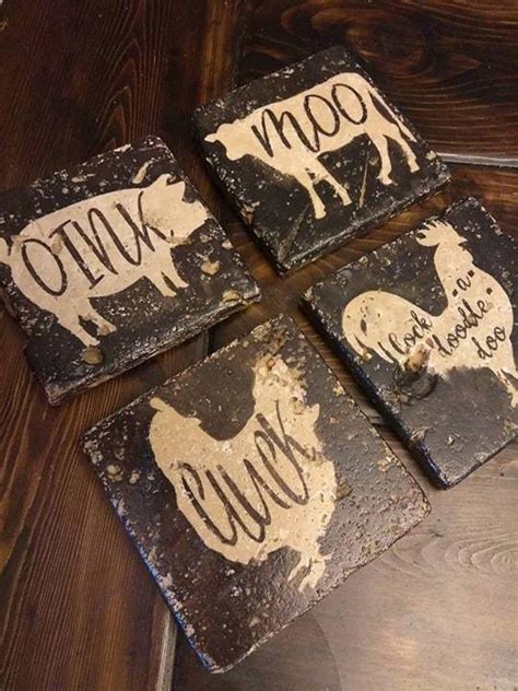 Farmhouse Coasters Farmhouse Decor Holiday T Idea Stone