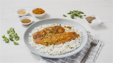 Curry Marinated Baked Fish With Basmati Rice Success Rice