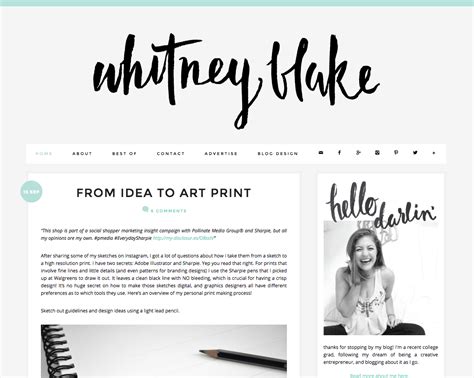 Blog Design And Layout Inspiration Whitney Blake Blog Whitspeaks