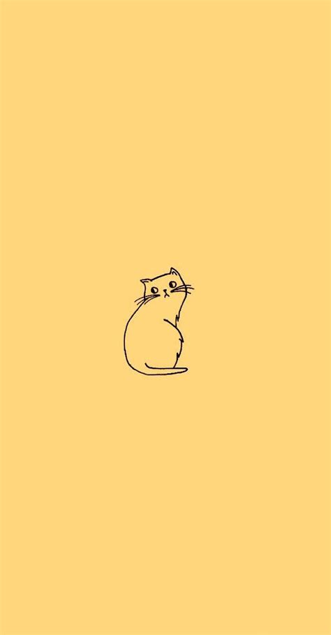 Inspo Minimalist Wallpaper Tumblr Yellow Cat Doodle