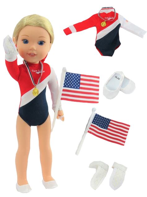 American Gymnastics 5 Pc Set For 14 Inch Dolls