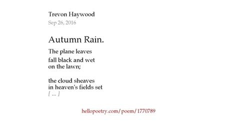 Autumn Rain By Trevon Haywood Hello Poetry
