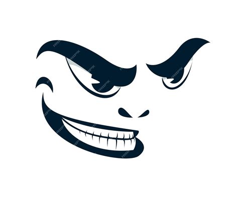 Premium Vector Funny Cartoon Angry Sneering Face Vector Smile