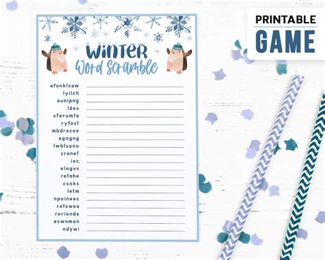 Winter Word Scramble Winter Games For Kids Christmas Etsy
