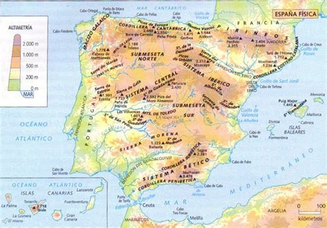 Mapa Físico De La Península Ibérica
