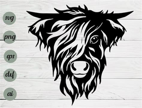 Highland Cow Svg Files Cow Face Svg Farm Animal Svg Files Etsy
