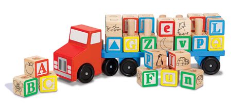 Melissa And Doug Alphabet Blocks Wooden Truck Educational Toy