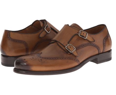 Mezlan Cognac Leather Double Monk Strap Mens Shoes Monk Strap Double