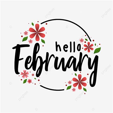 Hello February Vector Hd Images Lettering Hello February With Circle