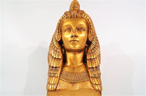 Large 17 T Queen Cleopatra Golden Statue Ancient Egyptian Statue