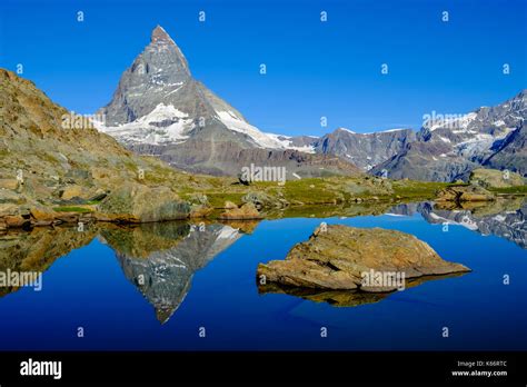 Switzerland Riffelsee With Matterhorn High Resolution Stock Photography