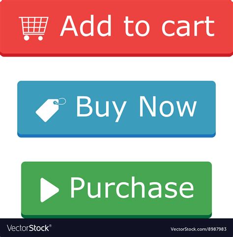 Add To Cart Buy Now And Purchase Buttons Vector Image