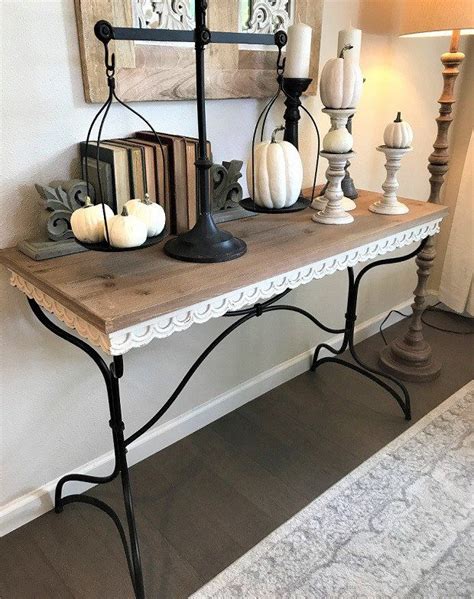 Elegant Chippy Paint Scalloped Console Table Console