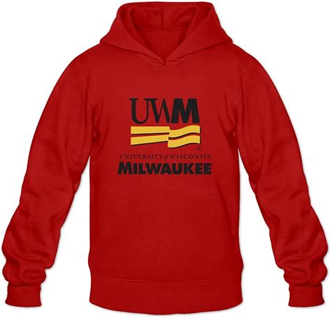 Uw Milwaukee Logo Classic Roundneck Red Long Sleeve Sweatshirt For Men