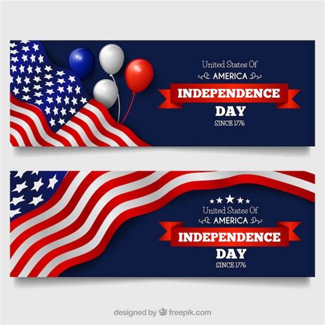 Free Vector Realistic Banners For Independence Day