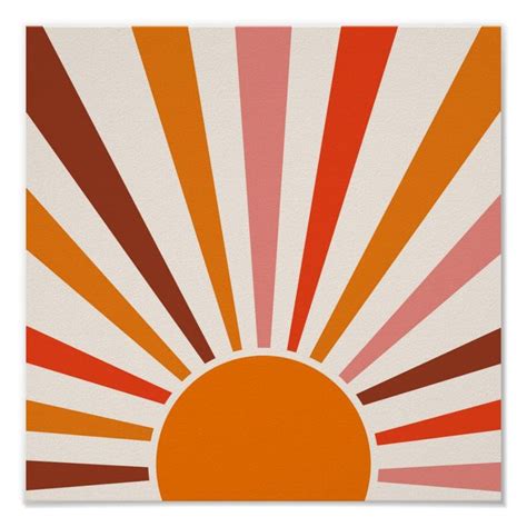 An Orange And Red Sunburst On A White Background Poster With The Colors