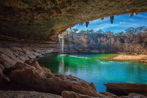 Nature Landscape Cave Waterfall Lake Wallpapers Hd Desktop And Images
