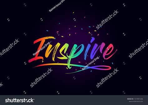 Inspire Word Text Handwritten Rainbow Vibrant Stock Vector Royalty