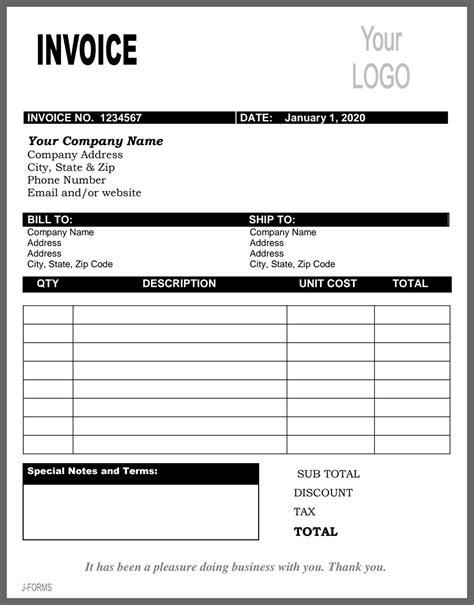 Fill In The Blank Printable Invoice
