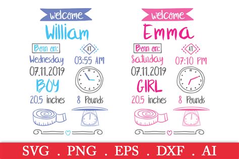 Baby Birth Stats Template Free Svg 108 Svg File For Silhouette