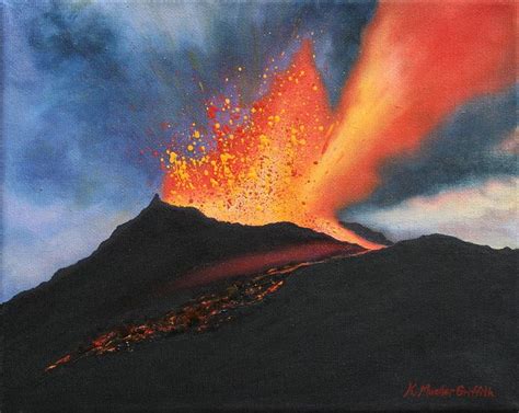 Kilauea Volcano By Kristine Mueller Griffith Volcano Drawing