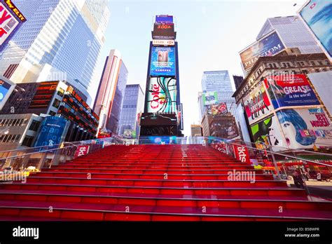 Red Stairs At The Time Square Stock Photo 20545359 Alamy