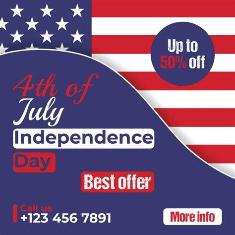 Th July Sales Independence Day Modern Social Media Post Banner Template Design