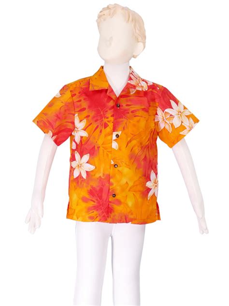 Hawaiian Shirt Boys Orange Gc73o Hulaohana