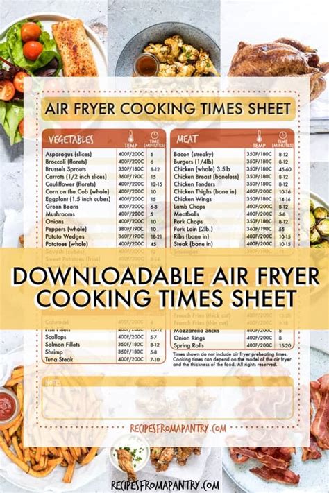 Air Fryer Cook Times Chart Printable Cheat Sheet Cook At Home