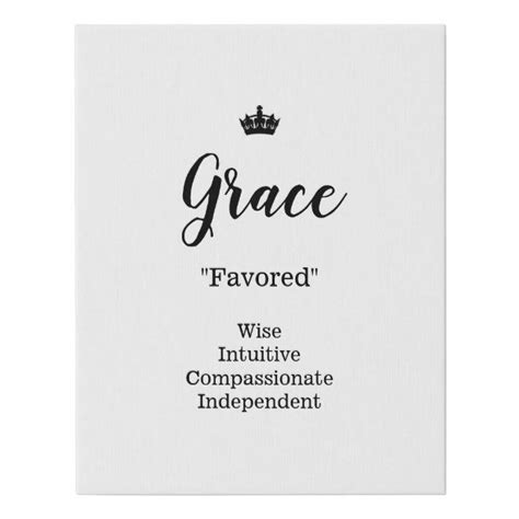 Name Meaning Canvas Picture Grace Zazzle Names With Meaning New