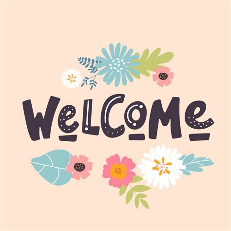 Welcome Signbeautiful Greeting Card Scratched Calligraphy Text Word