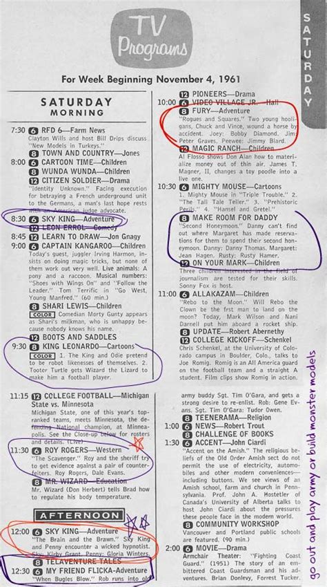 Saturday Morning Tv Shows In The 1960s