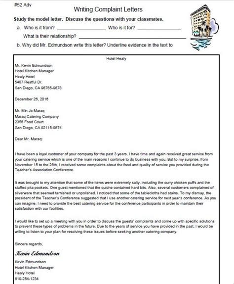 An example of a friendly letter. Writing Complaint Letters - Interactive worksheet