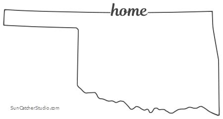Oklahoma - Map Outline, Printable State, Shape, Stencil, Pattern | Map outline, State outline ...