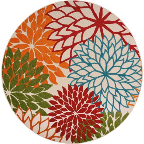 Nourison Aloha Green 8 Ft X 8 Ft Indooroutdoor Round Area Rug 066831