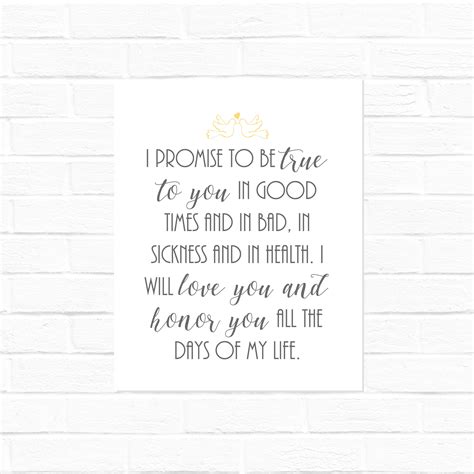 Wedding Vows Keepsake 2 I Promise To Be True To You Digital Download
